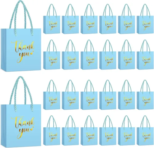 Honoson 30 mini bolsas de regalo con asa de 4 x 2.75 x 4.5 pulgadas, pequeña bolsa de agradecimiento para boda, baby shower, cumpleaños, graduación