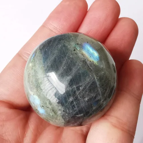 Miniatura 2 de Escultura de esfera de adivinación de cristal curativo de piedra lunar de 1.575 pulgadas, bola de piedras preciosas, Feng Shui Chakra Aura Piedra