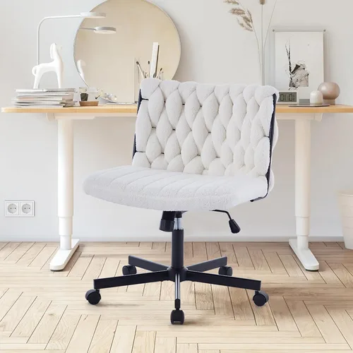 Miniatura 8 de Silla de oficina giratoria moderna, silla de escritorio sin brazos con diseño cruzado con asiento de 25.5 pulgadas de ancho, capacidad de 300
