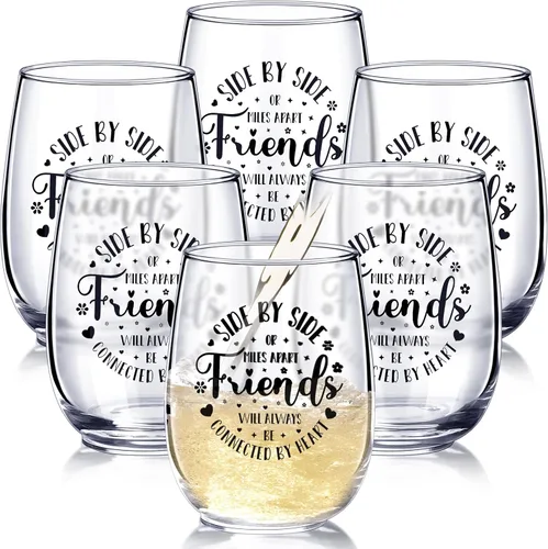 Miniatura 8 de Irenare Juego de 4 copas de vino de 15 onzas, regalos de amistad para mujeres, amigas, copas de vino sin tallo para cumpleaños, regalo galentino