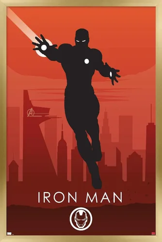 Miniatura 18 de Trends International Marvel Heroic Silhouette - Póster de pared de Iron Man, 14.725 x 22.375 pulgadas, versión enmarcada de madera de granero