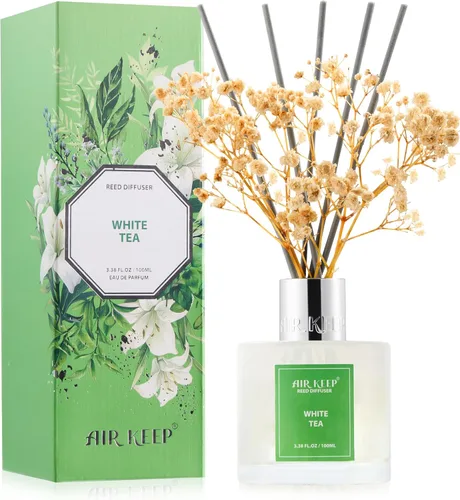 Miniatura 10 de Airkeep Juego de difusor de junco, 3.38 onzas líquidas (3.4 fl oz), difusor de aceite de niebla marina y sal marina con 8 varillas de caña, difusor