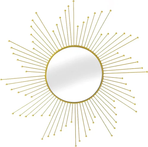 Miniatura 10 de Espejo grande dorado de 24 pulgadas, espejos de metal Starburst, espejo solar moderno de mediados de siglo, decoración de pared para sala de estar