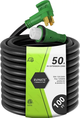 Miniatura 12 de RVMATE Cable de extensión de alimentación con cerradura para RV/generador de 50 amperios y 15 pies, mango de fácil enchufe, 14-50P a SS 2-50R