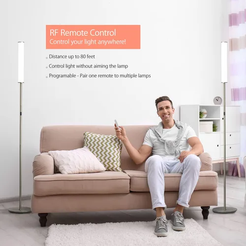 Miniatura 4 de O'Bright Lámpara de pie cilíndrica LED con control remoto, atenuación de rango completo, temperatura de color ajustable 3000K-6000K, lámparas de pie