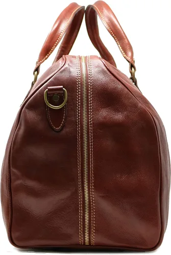 Miniatura 3 de Cenzo Duffle Vecchio - Bolsa de viaje de cuero italiano marrón, Vecchio marrón