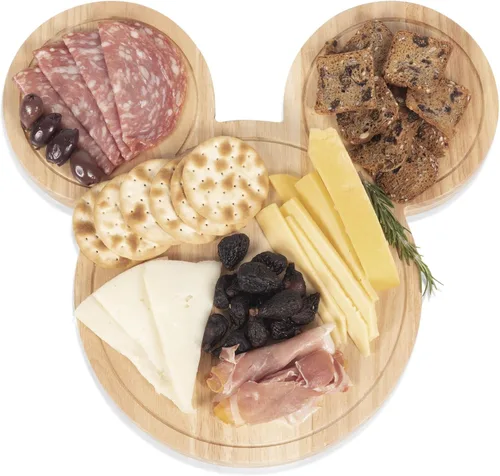 Miniatura 4 de PICNIC TIME Juego de tabla de queso y cuchillos de Mickey Mouse de Disney, tabla de cortar de Parawood con cajón oculto y 3 cuchillos de queso