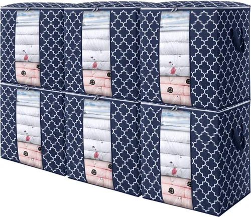 Miniatura 17 de WISELIFE Bolsas de Almacenamiento [3 Unidades/100L] Contenedores Grandes de Organización y Almacenamiento de Mantas y Ropa para Edredones, Ropa