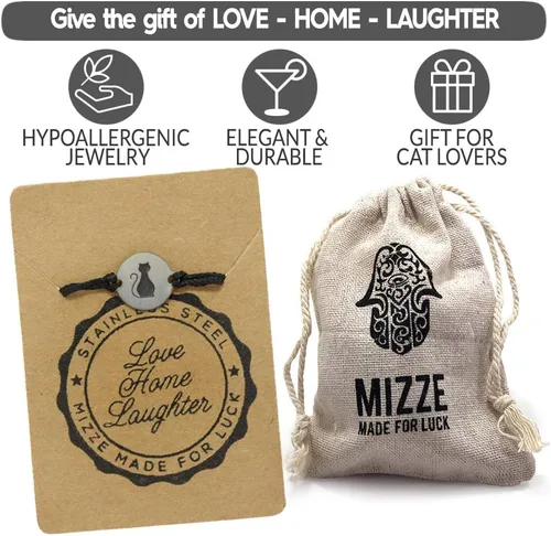 Miniatura 5 de Dije de acero inoxidable para amantes de los gatos en pulsera de doble cuerda negra para hombres y mujeres, regalo de mamá de gato, pulsera