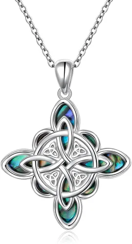 Miniatura 75 de FLYOW Collar con colgante de nudo celta de plata de ley 925 de buena suerte irlandés para mujer, regalo de cumpleaños y graduación