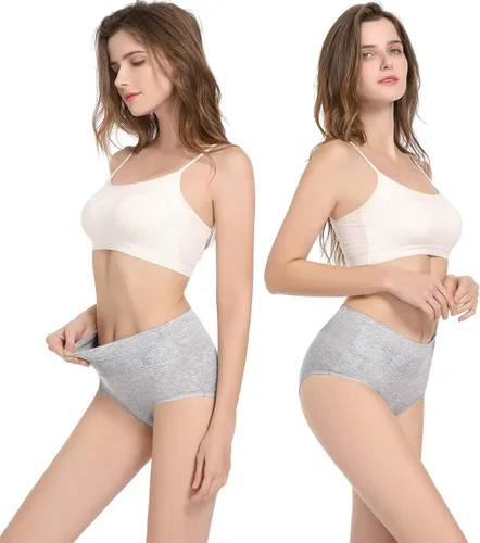 Miniatura 3 de Havvis - Calzones de cintura alta y de algodón para mujer ropa interior que disimula la barriga jacquard con rosas paquete múltiple