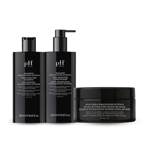 pH PURE HAIR Set de humedad profunda: champú de humedad profunda (8.4 onzas) y acondicionador (8.4 onzas) con mascarilla extra de mantequilla para