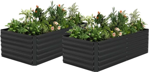 Miniatura 21 de NAVINE Cama de jardín elevada de 8 x 4 x 2 pies, macetas elevadas de metal grande, macetas para plantas al aire libre para verduras, flores