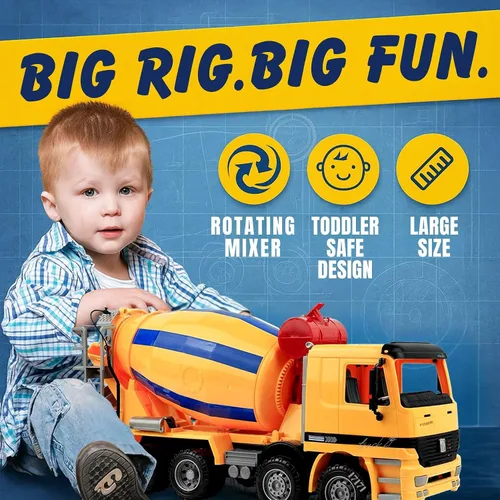Miniatura 7 de Liberty Imports Camión de construcción de gran tamaño de 15 pulgadas para niños, vehículos a escala 1:22 con piezas móviles realistas