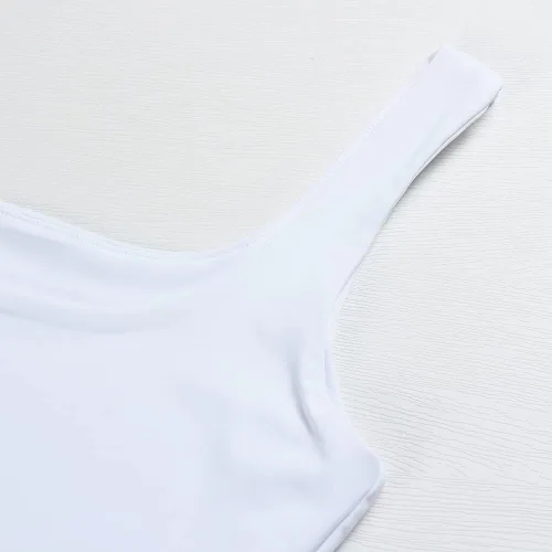 Miniatura 4 de Artfish - Camiseta corta casual y básica con tirantes delgados y cuello cuadrado, sin mangas, de doble capa, ombliguera para entrenamiento