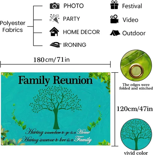 Miniatura 2 de Fondo de reunión familiar de 6 x 4 pies, pancarta con texto en inglés "We are Family", árbol genealógico, accesorios para cabina de fotos, fondo