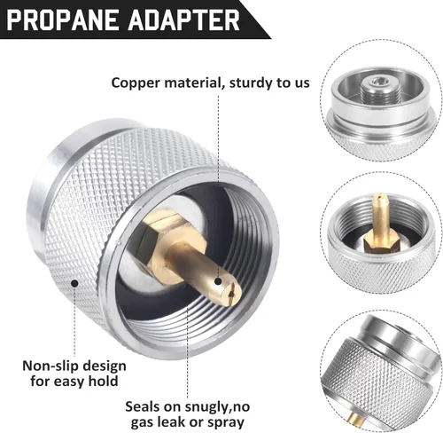 Miniatura 4 de Juego de adaptadores de recambio de propano/isobutano/butano de 3 piezas - Válvula adaptadora de recarga de estufa de camping para tanque de gas