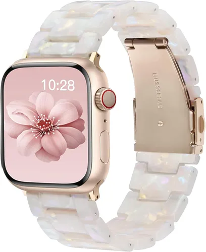 Miniatura 22 de Wongeto - Correa de resina compatible con Apple Watch Band (38mm 40mm) 1.496 pulgadas, 1.575 pulgadas, serie 5/4/3/2/1 para mujer y hombre con Rosa