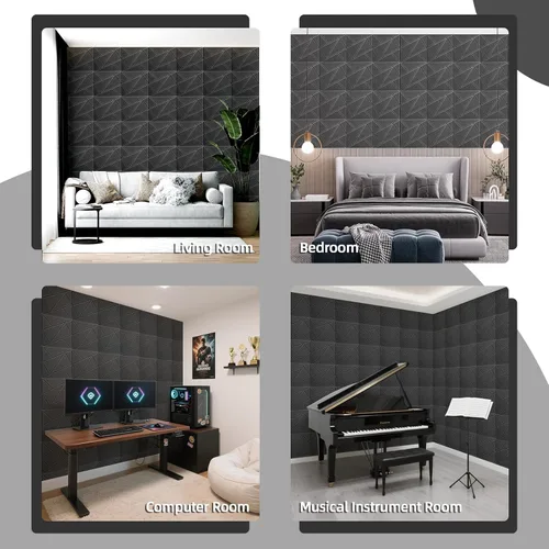 Miniatura 6 de Art3dwallpanels Paquete de 12 Paneles Acústicos de 12" X 12" Paneles de Pared Insonorizantes Autoadhesivos Amortiguadores de Sonido, Decoración