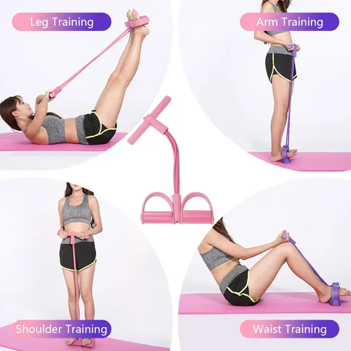 Miniatura 5 de 21 Bandas de Resistencia para Fitness - 4 Tubo Pedal Tira de Tobillo, Bandas Elásticas Mejoradas para Ejercicio de Abdominales, Cuerda de Tensión