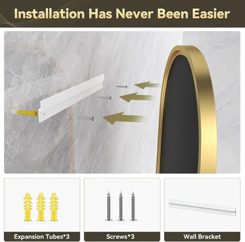 Miniatura 7 de Espejo ovalado dorado de Brightify para baño de 28x40 pulgadas, espejo ovalado de tocador con marco de metal dorado, espejo de pared moderno