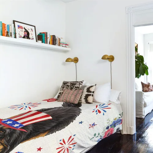 Miniatura 5 de LooPoP Tapiz para colgar en la pared del 4 de julio, con bandera de Estados Unidos, tapices de perros, sombreros estéticos, rayas de amapola