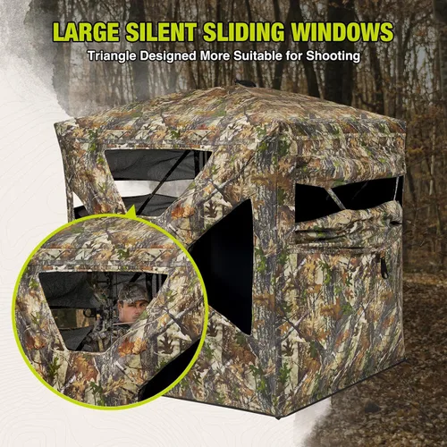 Miniatura 3 de TIDEWE Hunting Blind 270°Full See Through with Windproof Curtain, Silent Magnetic Door & Sliding Windows, Pop Up Ground Blind with Carrying Bag