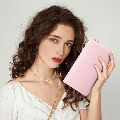 Miniatura 54 de Chelmon - Monedero para mujer de cuero genuino con bloqueo de señal RFID, para tarjetas de crédito