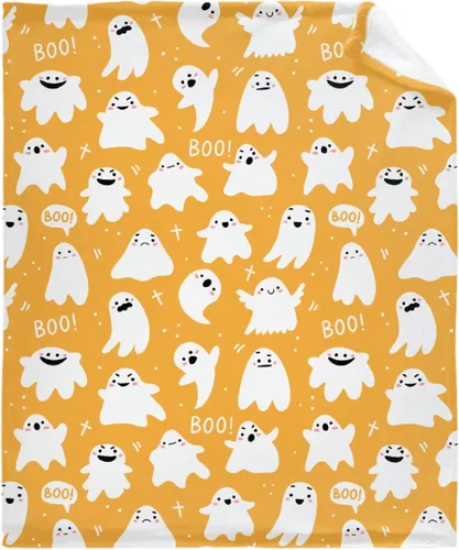 Miniatura 2 de Manta amarilla con diseño de dibujos animados y fantasma, ligera, para mujeres y hombres, suave y acogedora manta de forro polar para sala de estar