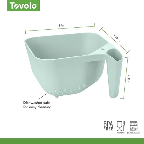 Miniatura 5 de Tovolo Elements - Colador cuadrado con asa para pasta, frutas, bayas, verduras, fácil de limpiar, sin BPA, resistente al calor, colador de plástico