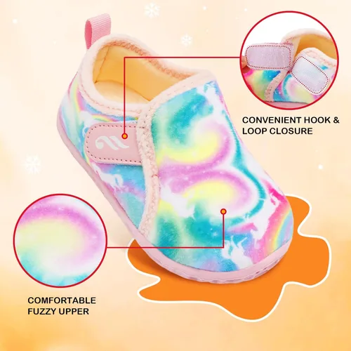 Miniatura 3 de JIASUQI Pantuflas mullidas para niños pequeños, zapatos cálidos para la casa para niños y niñas
