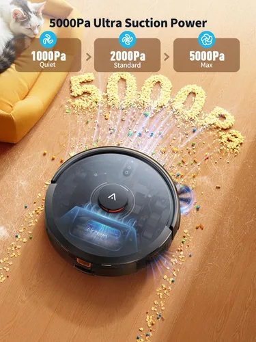 Miniatura 6 de Robot aspirador y fregona, aspirador robot autovaciante con succión de 5000 Pa, navegador láser con aspiradoras robóticas de mapeo inteligente