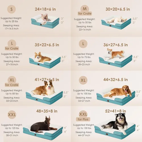 Miniatura 246 de EHEYCIGA – Cama ortopédica impermeable para perros pequeños, de espuma viscoelástica tipo caja de huevos, con bordes elevados y base antideslizante