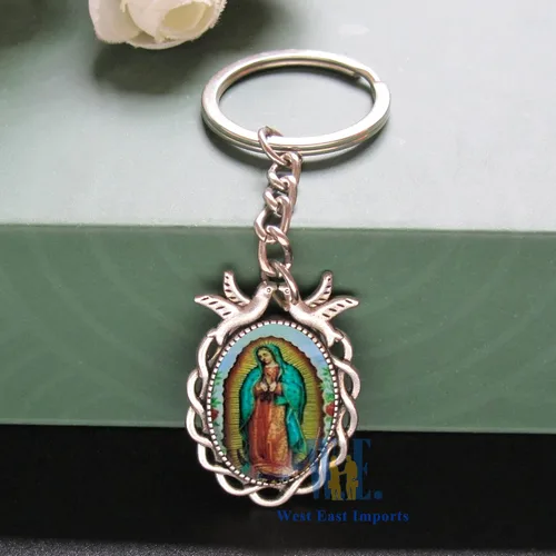Miniatura 5 de WE Llavero conmemorativo favor 12PCS Nuestra Señora de Guadalupe/Recuerdos para Novenario Aniversario (blanco), plateado