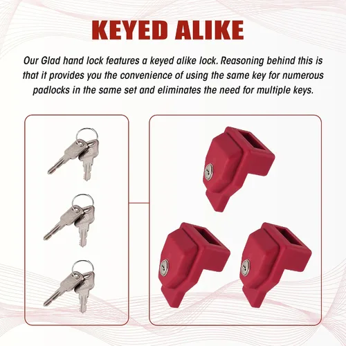 Miniatura 3 de Plástico, Cerradura de Mano Glad, con Llave Igual, Paquete de 3