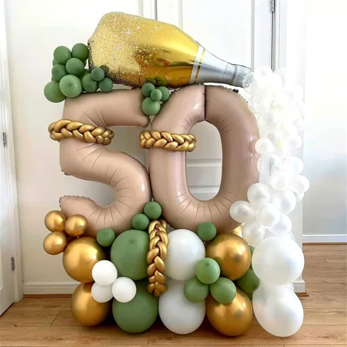 Miniatura 4 de Globos color nude 0, 40 pulgadas, grandes, de papel de aluminio color marrón claro, globos de helio 0-9, globos de helio digitales autoinflables