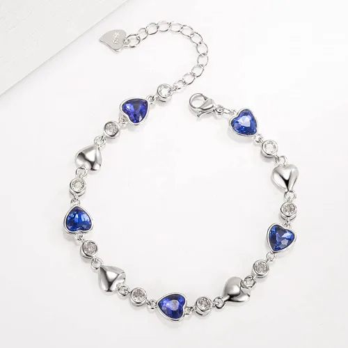 Miniatura 4 de Pulseras de plata de ley 925 para mujeres y adolescentes, con dije de corazón, brazalete de moda, ideal como regalo de joyería