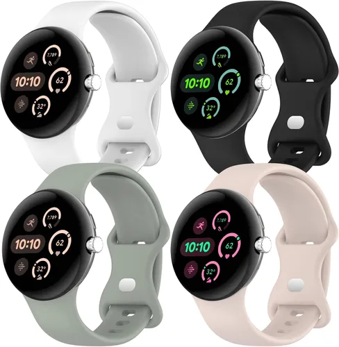 DMVEIMAL 4 correas activas para Google Pixel Watch 3 bandas de 1.614 in/Pixel Watch 2 bandas para mujeres/hombres, correa de silicona deportiva