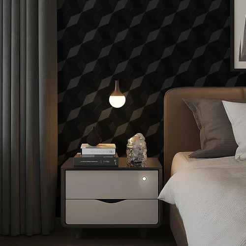 Miniatura 2 de Papel tapiz 3D para despegar y pegar, papel tapiz negro, papel adhesivo de vinilo de 15.7 x 118 pulgadas y papel de pared extraíble, papel tapiz