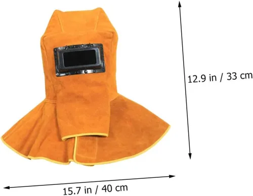Miniatura 5 de jojofuny Máscara de soldadura de cuero, gorra de soldadura de cuero, visera de soldadura, sombrero de soldador, gorra de soldadura con cuello