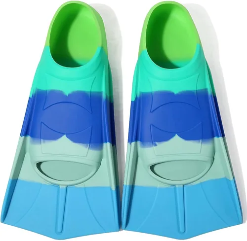 Miniatura 40 de Aletas de natación para niños, aletas cortas para niños y jóvenes, aletas de natación para entrenamiento de natación para niños, niñas, niños Azul