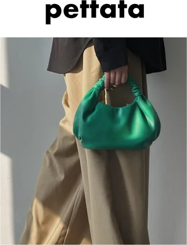 Miniatura 3 de Elegante bolso de mano con asa superior para mujer, pequeño bolso de mano fruncido de piel sintética suave