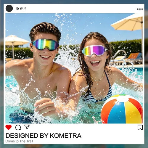 Miniatura 7 de Paquete de 2 gafas de natación para jóvenes, cara pequeña, para mujer, gafas de natación antivaho para adolescentes y adultos, visión amplia
