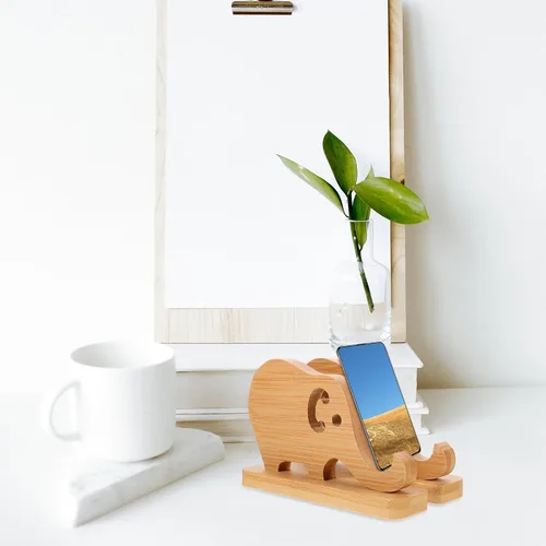 Miniatura 5 de UKCOCO Soporte de almohada de bambú de madera para teléfono Soporte de teléfono de elefante Soporte de teléfono Base de soporte de teléfono de bambú