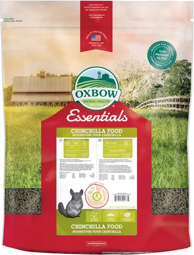 Oxbow Essentials Chinchilla Food, hecho de alfalfa, alimento rico en vitaminas y minerales para chinchillas, pellets para mascotas pequeñas,