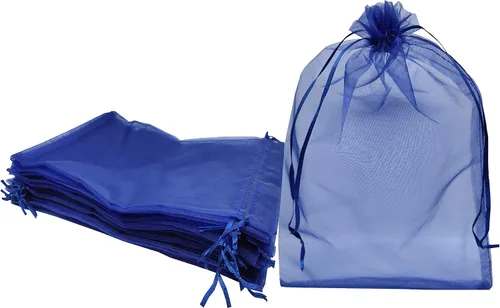 Miniatura 7 de Ankirol 50 bolsas de organza transparente, 12 x 16 bolsas grandes de organza con cordón (gris plateado)