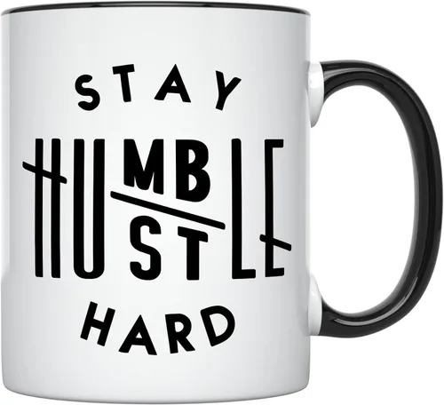YouNique Designs Taza dura Stay Humble Hustle, de 11 onzas, taza de café para hombres y mujeres, taza de café Boss Lady para mujeres, taza de café