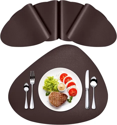 Miniatura 16 de Herda Juego de 6 manteles individuales para mesa de comedor, de piel sintética, lavables, manteles individuales para mesa redonda, para cocina, Gris