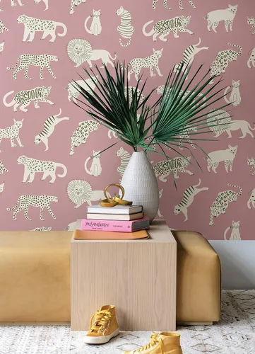 Miniatura 3 de Leah Duncan Papel tapiz autoadhesivo de gatito rosa Rosado