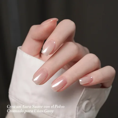 Miniatura 4 de GAOY Polvo de uñas de cromo perla blanca, efecto espejo, pigmento brillante, sirena, aurora, decoración de uñas, blanco brillante